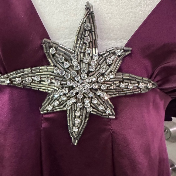 Ingwa Melero Bordeaux Wine Butterfly Sleeve Low-Cut Beaded Detail Silk Top Large - Picture 4 of 8